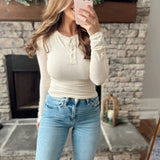 Wintery Aesthetic Oatmeal Speckled Henley