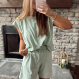 Acid Wash Mint Seam Detailed Tank