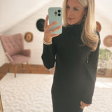 Carried Away Black Turtleneck Rib Sweater Midi