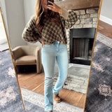 Risen Light HR Ankle Straight Wide Cuffed Jeans