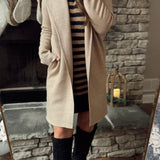 Office Talk Taupe Drape Collar Longline Cardi