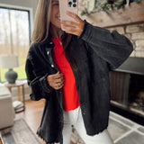 Black Worktop Button Down Denim Shacket