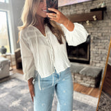 White Sweet Stitches Blouse