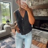 Charcoal Anastasia Button Up Sweater Vest