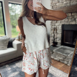 Cream Atlas V-Neck Knit Sweater Tank