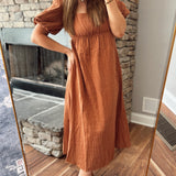 Autumn Whispers Striped Midi Dress