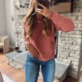 Rust Waffle Daze Lightweight Sweater
