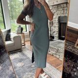 T. Gray Aliza Ribbed Knit T-Shirt Midi