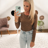 Loving Lace Latte Sheer Sleeve Bodysuit