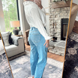 Risen Medium HR Barrel Crop Cuffed Jeans