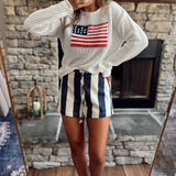 Navy/Natural Seaside Stripe Shorts