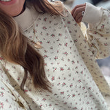 Cream Casey Floral Mock Neck Sweatshirt