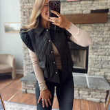Black Bow Embroidered Quilted Vest