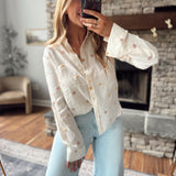 Ivory Earthflower Button Down Top