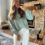 Dusty Blue Exposed Seam Top