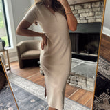 Mocha Aliza Ribbed Knit T-Shirt Midi