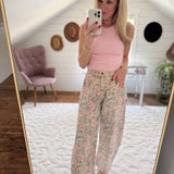 Pink Vintage Floral Barrel Jeans
