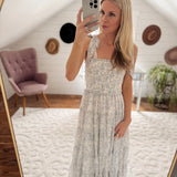 Blue Dancing Petals Midi Dress