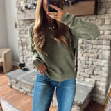 Olive Waffle Daze Lightweight Sweater