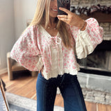 Pink Floral Briar Balloon Sleeve Blouse