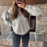 In My Athletic Era Heather Gray Mock Neck Crew