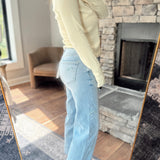 Risen Light HR Crop Barrel Ribbon Detail Jeans