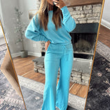 Blue Burnout Wide Leg Sweatpants