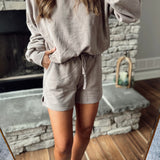 Mocha French Terry Short & Long Sleeve Top Set