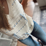 Wrapped Around Your Finger Blue/Cream Sweater Vest IN STORE
