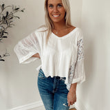 Flouncing Around Off White Oversized Contrast Top