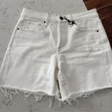Mica Misty White HR Distressed Shorts