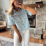 Light Denim Washed Blue Top