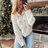 Snow Heart Embroidered Piper Knit Cardigan