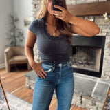 Navy Amoura Lace Trim Top