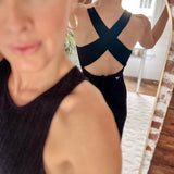 Mandy Black Halter Cross Back Midi