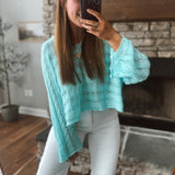 Crochet Comfort Electric Blue Cabled Cropped Sweater