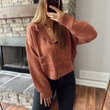 Clay Hooded Button Up Cardigan