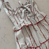 Red Floral Embroidered Tiered Maxi