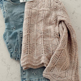Dusty Lavender Pointelle Knit Sweater