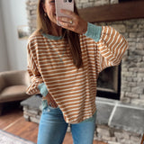 Caramel Layered Lines Pullover