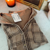 Autumn Days Mocha Mineral Washed Plaid Long Sleeve Dress