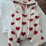 Cream Heart To Heart Hooded Sweater