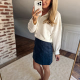 Pageant Blue Suede Mini Skirt