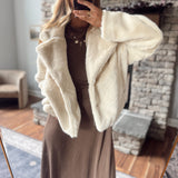 Fiercely Fab Cream Faux Fur Cropped Jacket