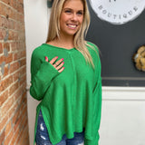 Everyday Appeal Kelly Green Reverse Stitch Sweater