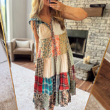 Latte Patchwork Hooded Duster