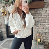 Speak My Mind Ivory Fleece Lined Oversized Wind Breaker