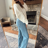 Risen Dark HR Bow Embroidered Wide Leg Jeans