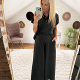 Afternoon Stroll Black Two-Piece Top and Pant Set