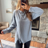 Dusty Navy Drop Shoulder Long Sleep Top